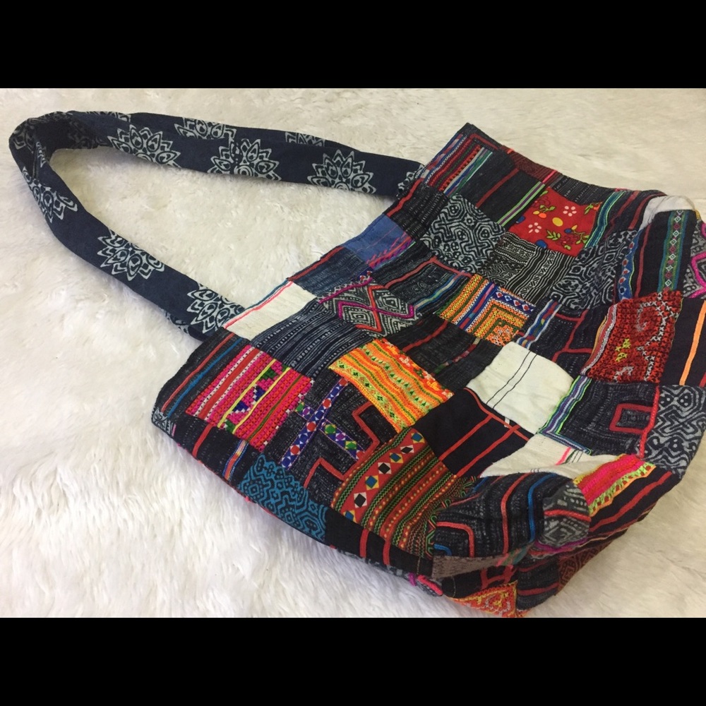 Colorful unique patchwork handmade bag - Picture 5 of 6